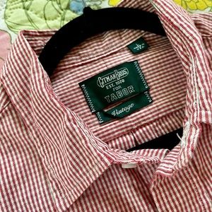 Gitman Bros Vintage Men Large USA Made Custom Design Red/White/Tan Gingham LS